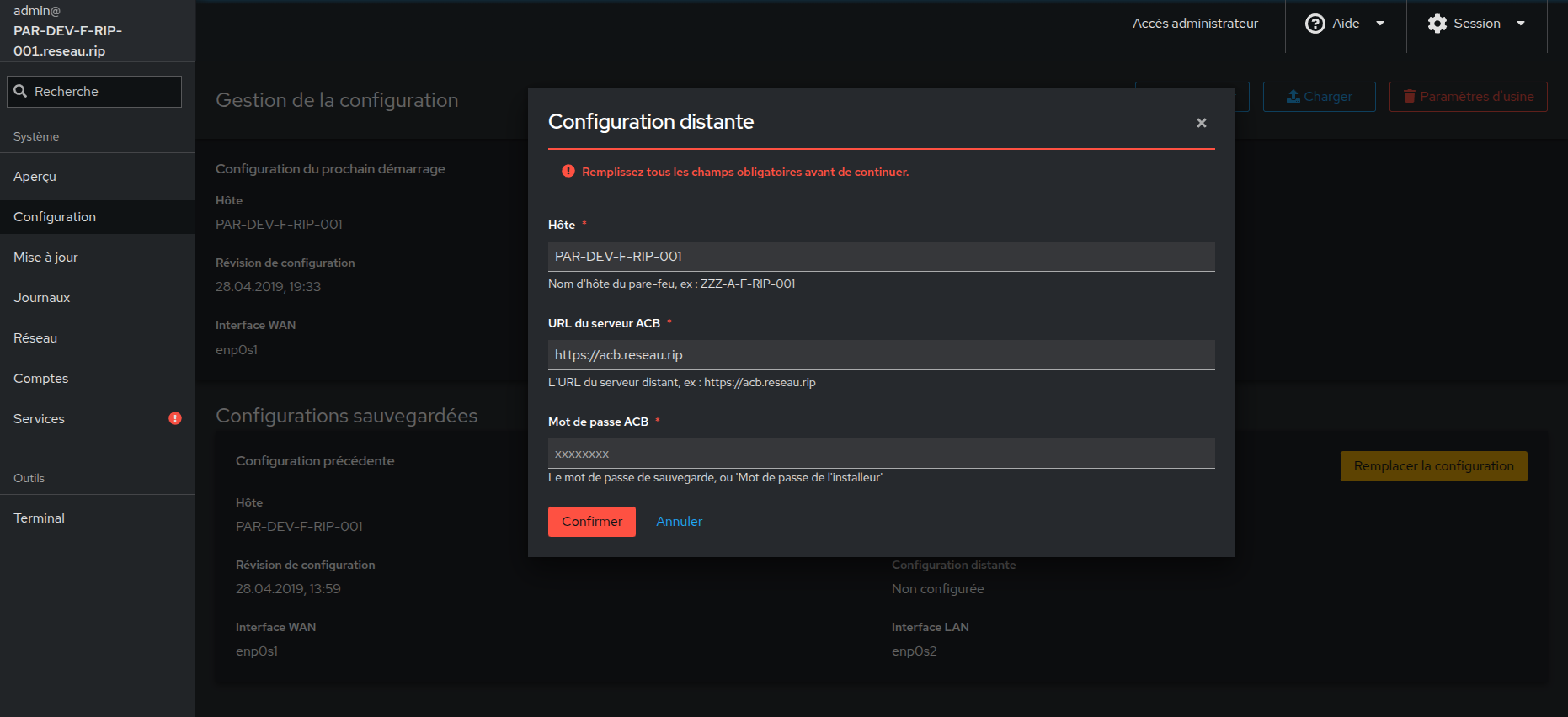 Configuration du téléchargement