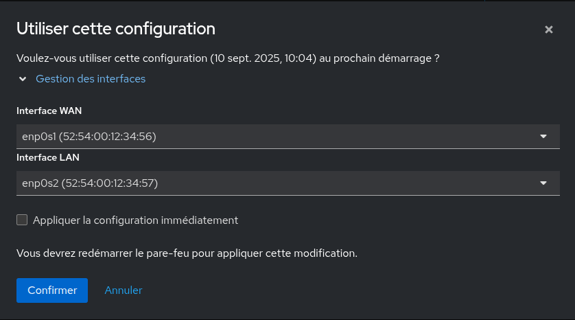 Appliquer une configuration
